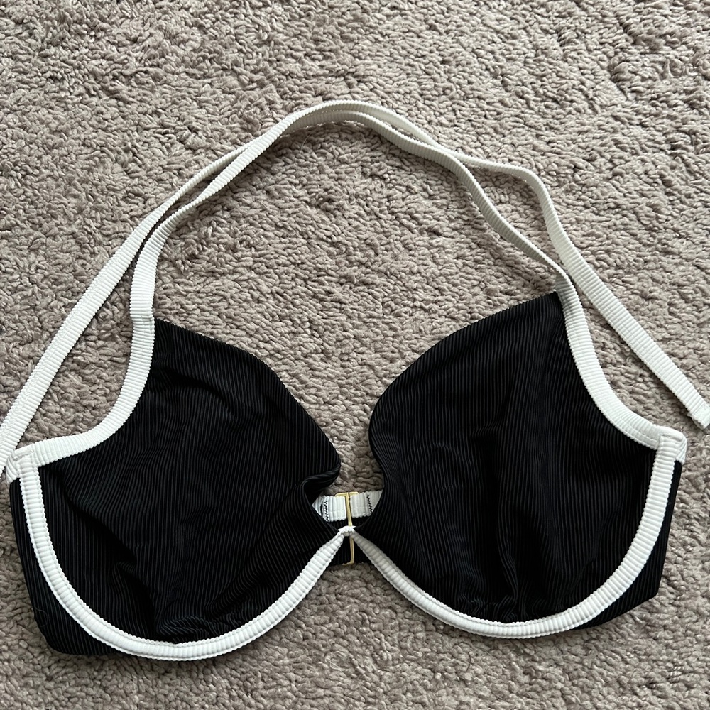 Abercrombie & Fitch Black Bikini Top with White Trim